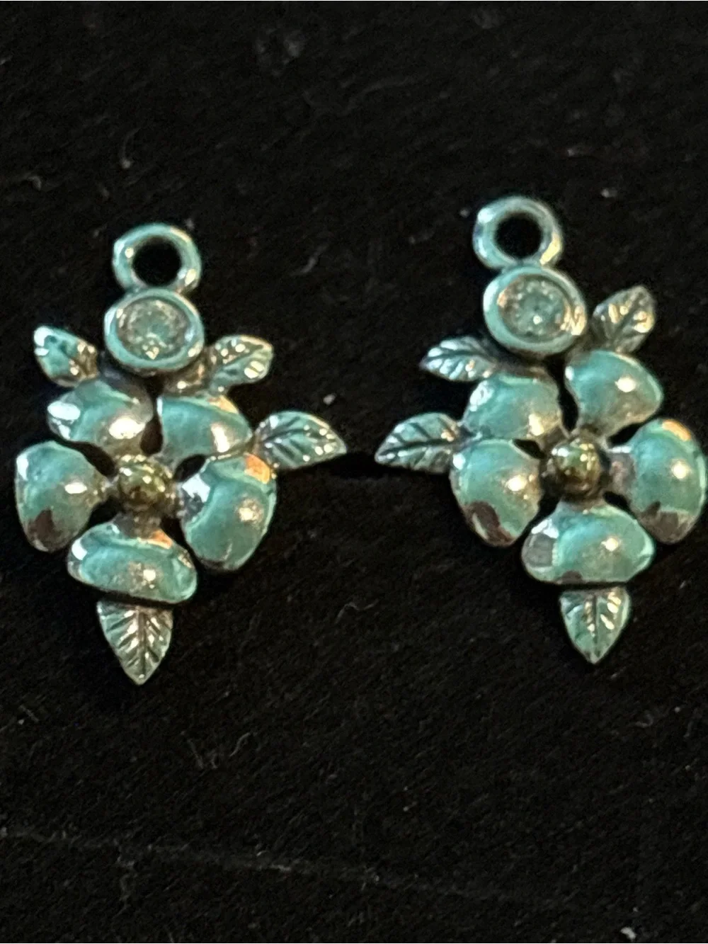 Pandora Silver Floral Drop Earrings with Gold Accent